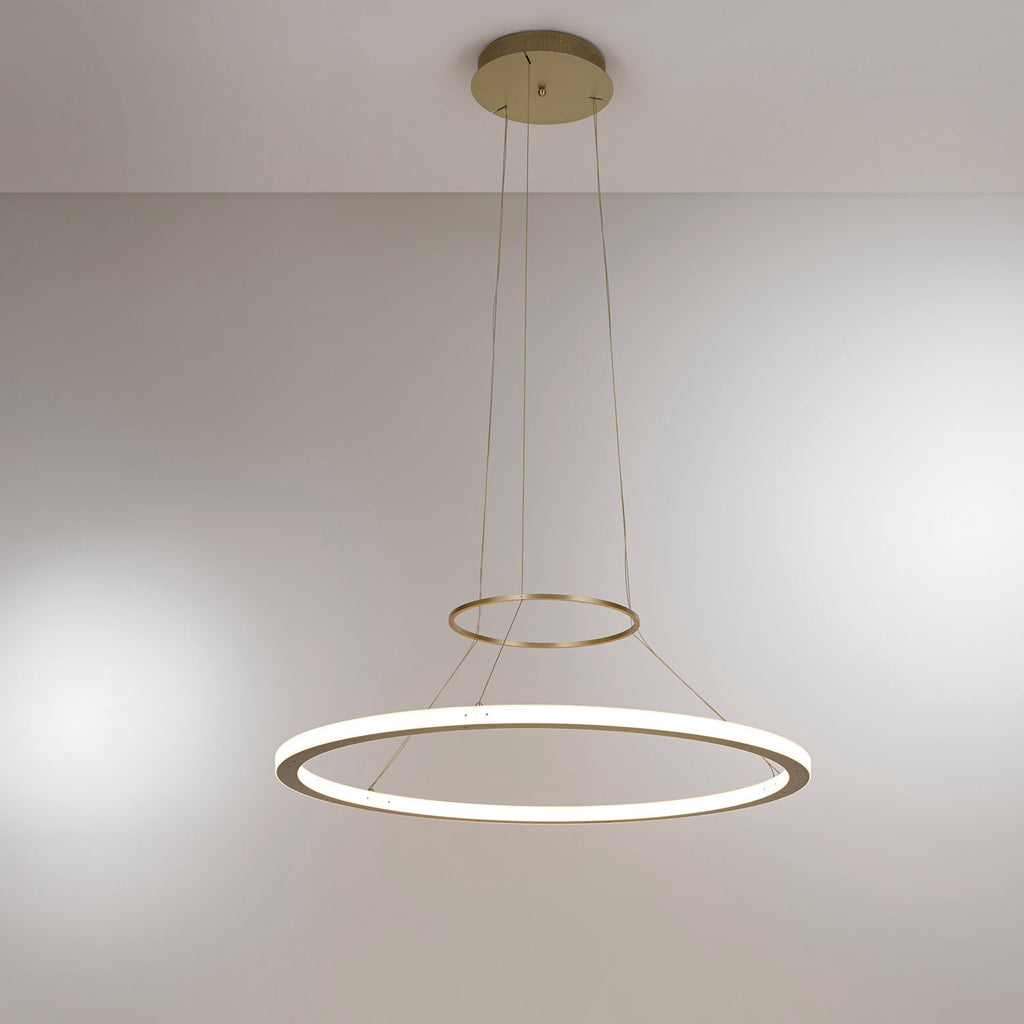 pendant ring light in brushed brass RIO IN AND OUT SUSPENSION PENDANT detail by KAIA