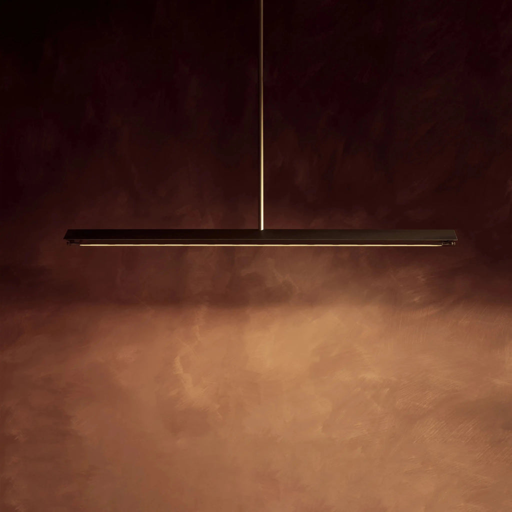 brass linear pendant light in brushed brass AVA LINEAR PENDANT LIGHT 150 by KAIA