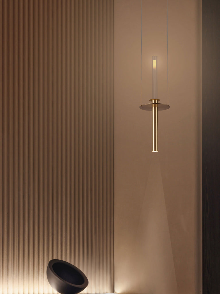 Candlelight,brushed brass, modern pendant light by Kaia