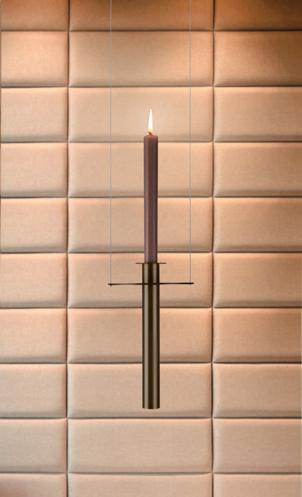 Candlelight, detail, blackened brass modern pendant light by Kaia