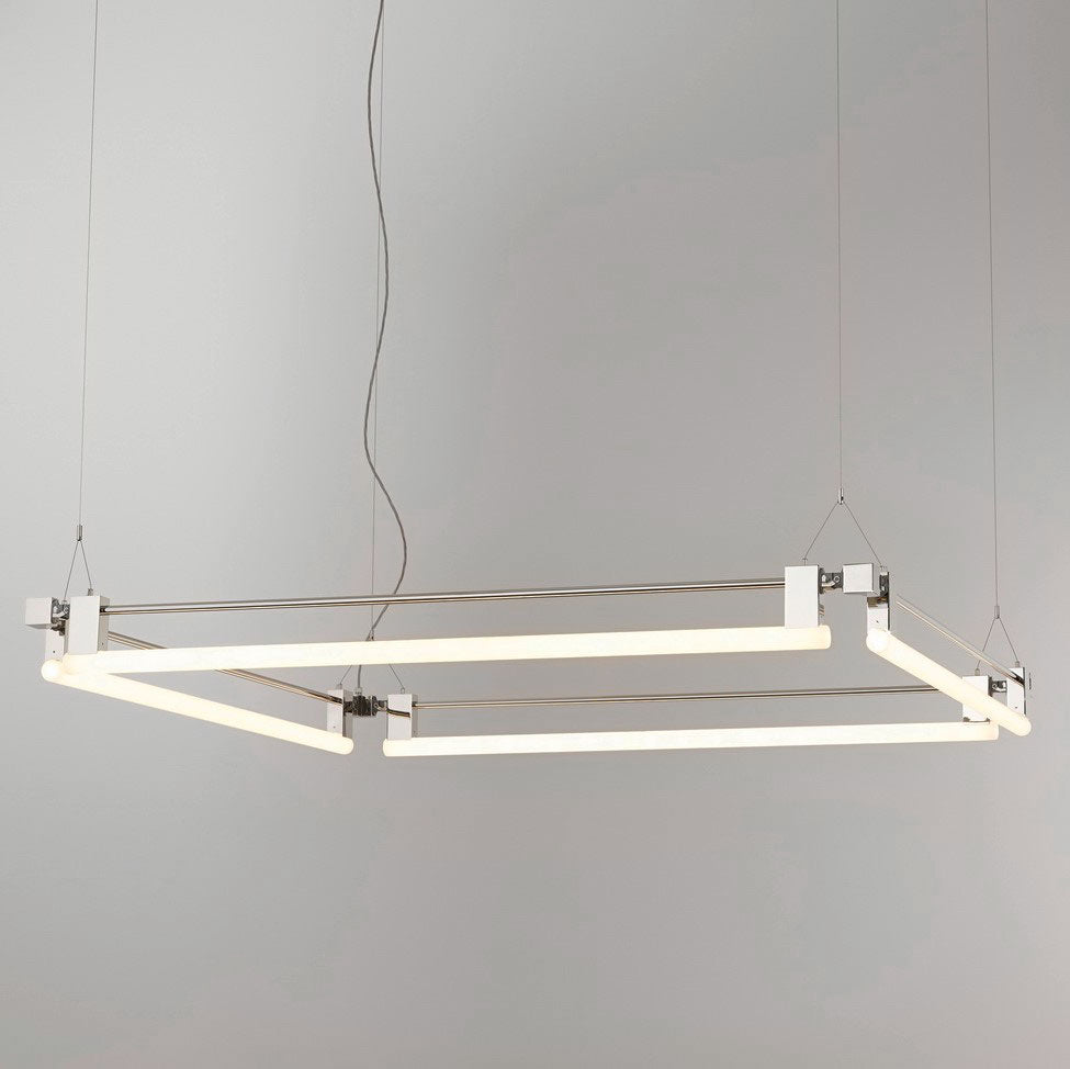 square pendant lighting in polished nickel EON SUSPENSION 100 SQUARE 02 by KAIA