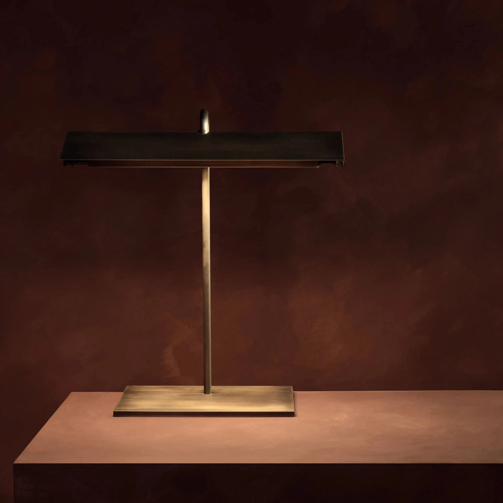 brass bankers lamp in brass AVA TABLE LAMP by KAIA
