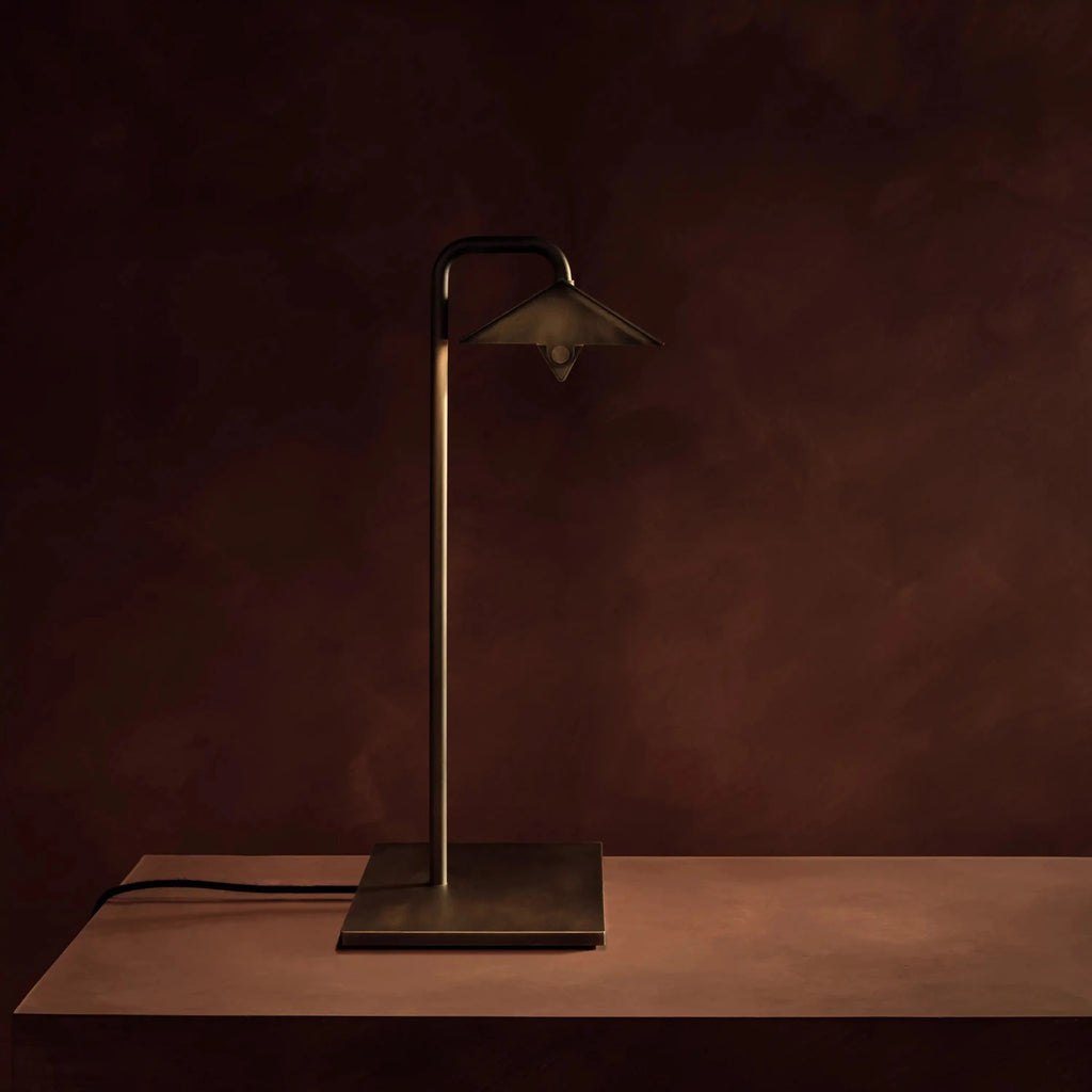 brass bankers lamp in brass AVA TABLE LAMP detail by KAIA