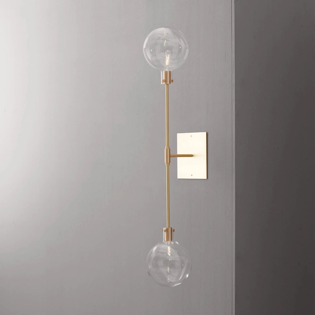 double globe wall light in Brushed Oiled and Waxed brass ORA TWIN CEILING WALL by KAIA