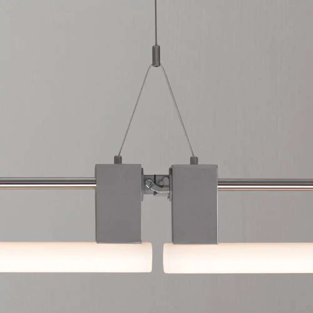 linear pendant light in polished nickel EON SUSPENSION 100 SET 2 detail by KAIA
