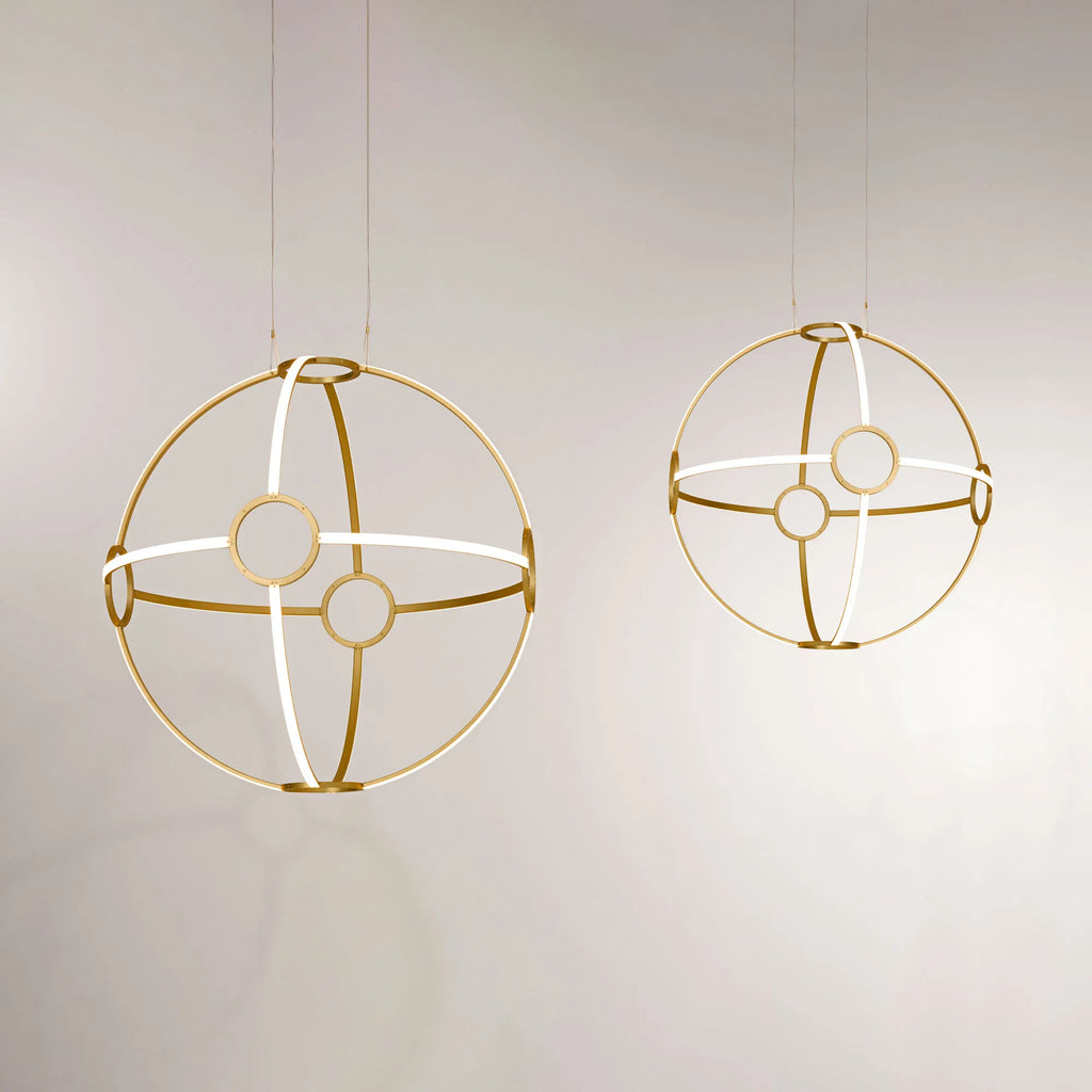 luxury chandeliers in brushed brass ONA 100 PENDANT set by KAIA